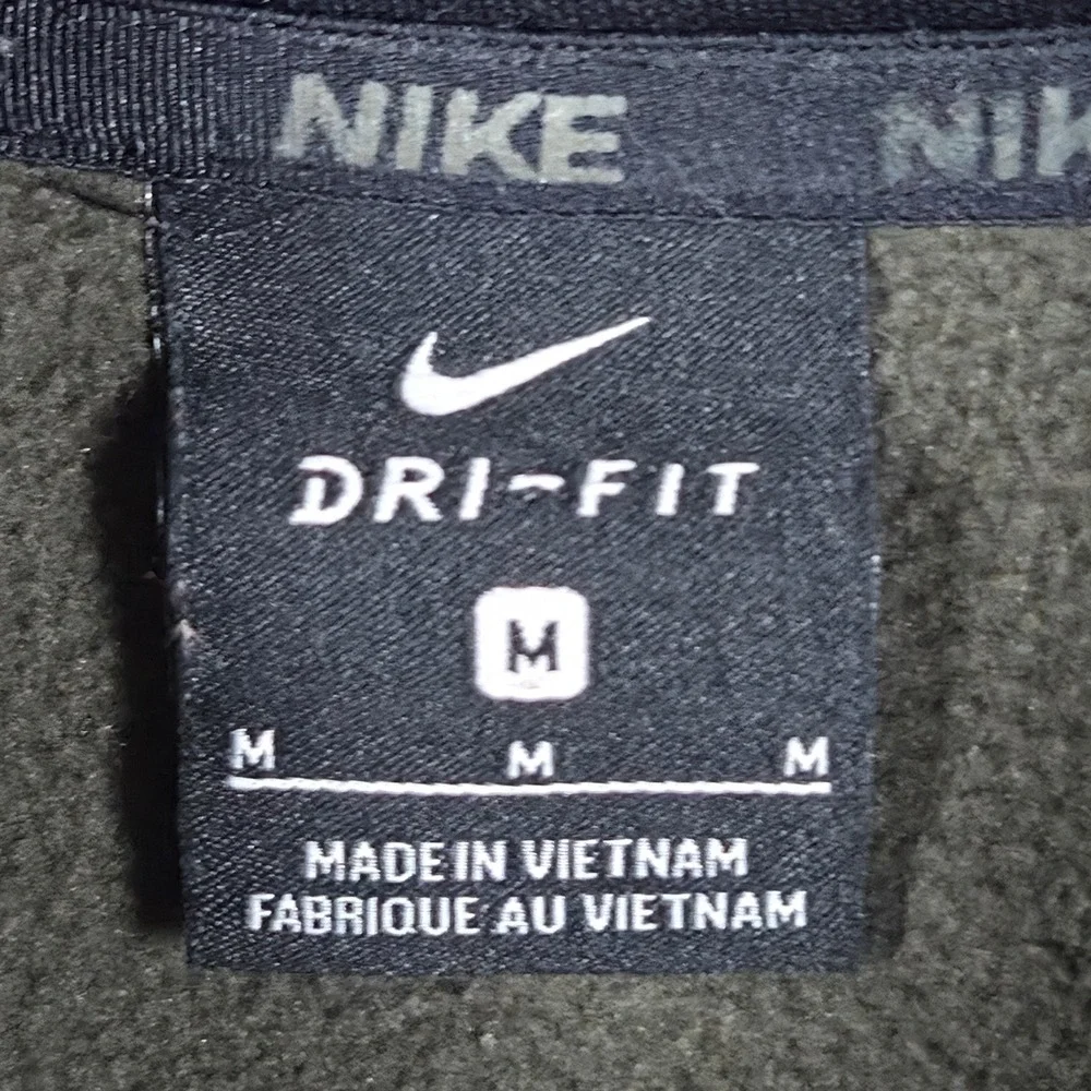 Nike Dri-FIT Mens Hoodie Olive Green Geometric Graphic Pullover Sweatshirt M